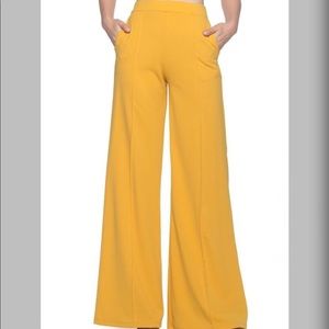 Mustard Wide-Leg Flare Trousers - Medium